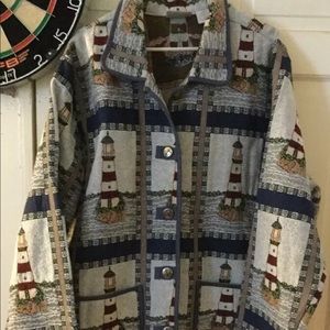 Blair tapestry lighthouse plus size coat 2XL